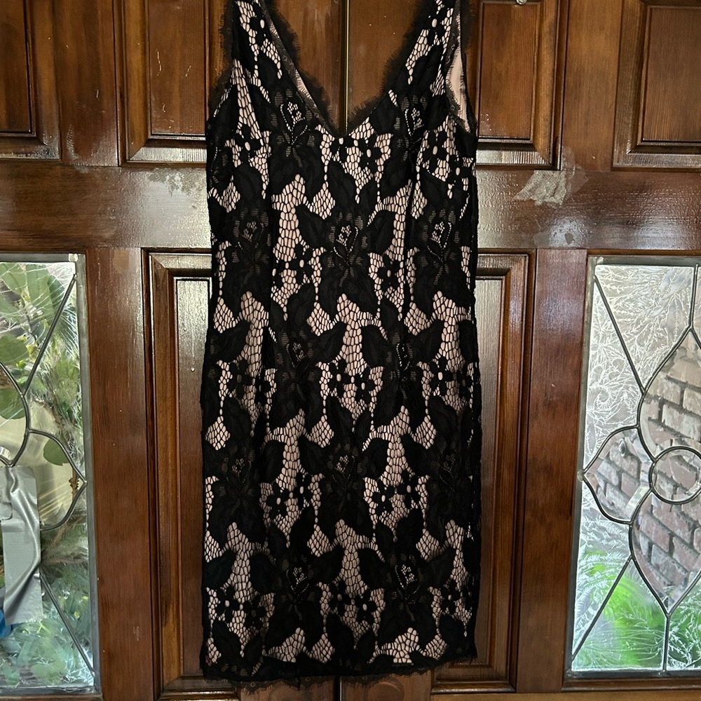 Adrianna Papell Elegant Black and Cream Mini Dress